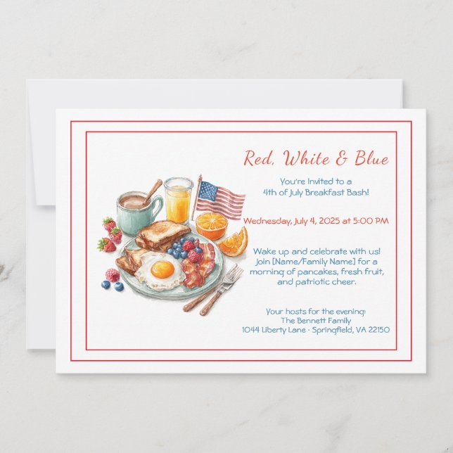 Invitation Petit-déjeuner du 4 juillet – Patriote  (Devant)