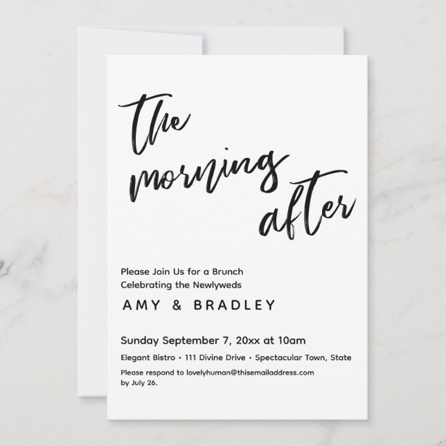 Invitation Petit déjeuner du lendemain de mariage écriture ma (Devant)