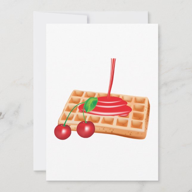 Invitation Petit déjeuner gaufre cerise avec sirop (Devant)