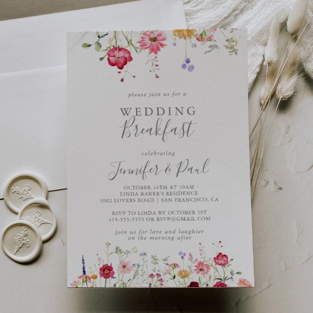 Invitation Petit-déjeuner Mariage simple et Fleur sauvage (Créateur téléchargé)