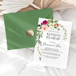 Invitation Petit déjeuner Mariage vert rose pâle