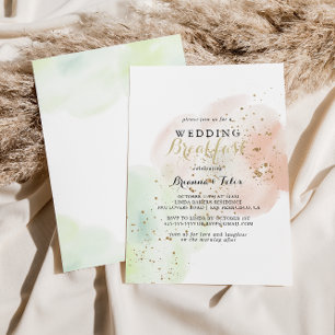 Invitation Petit déjeuner Mariage Watercolor Gold Confetti