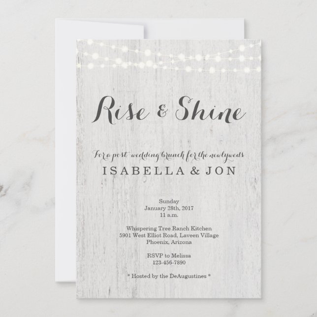 Invitation Petit déjeuner rustique de lendemain de mariage (Devant)