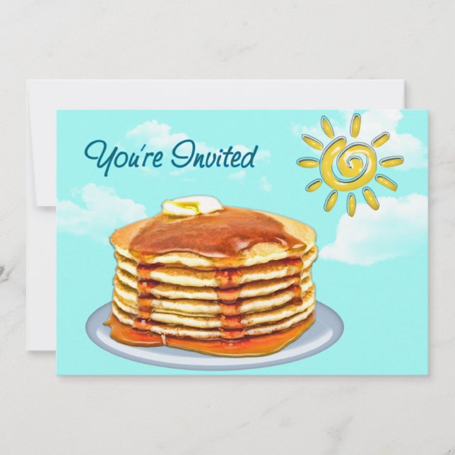 Invitation Petit déjeuner Sun de crêpe, ciel et nuages (Devant)