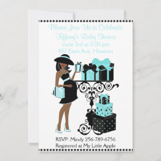 Invitation Petit déjeuner Thème Blue Aqua Baby shower noir In