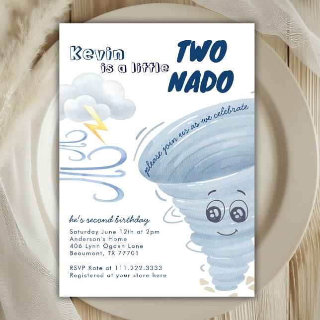 Invitation Petit Deux Nado Mignon Tornade 2ème Garçon Anniver (Créateur téléchargé)