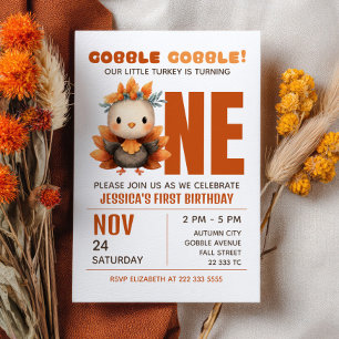 Invitation Petit dindon glousse Thanksgiving 1er anniversaire