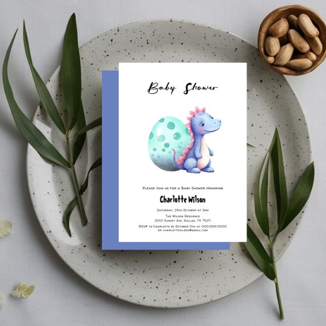Invitation Petit Dinosaure Cute Avec Son Baby shower Oeuf (Créateur téléchargé)
