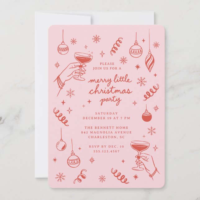 Invitation Petit doodle de fête de Noël joyeuse (Devant)