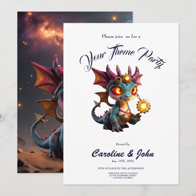 Invitation Petit Dragon, Grande Énergie – L'Ember Clockling (Devant / Derrière)
