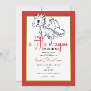 Invitation Petit Dragon Mignonne Sur Le Chemin Baby shower Ro