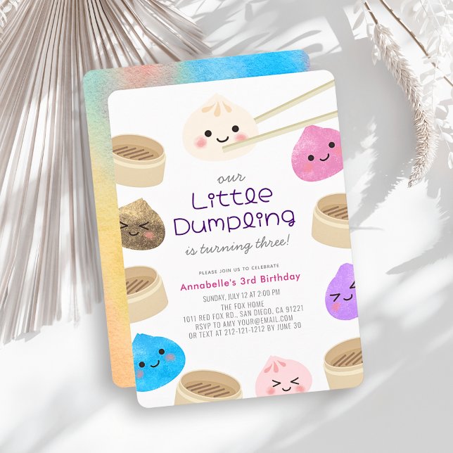 Invitation Petit Dumpling Coloré Anniversaire Kawaii (Créateur téléchargé)