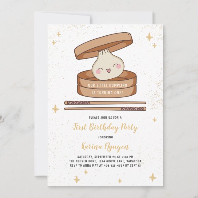 Invitation Petit Dumpling premier anniversaire (Devant)
