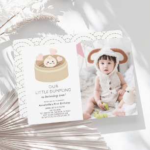 Invitation Petit Dumpling Sexe neutre 1er anniversaire Photo