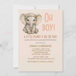 Invitation Petit éléphant Boho Safari garcon Baby Shower