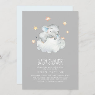 Invitation Petit éléphant en train de dormir Baby shower gr