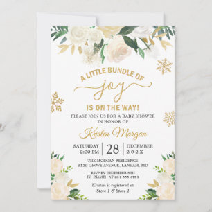 Invitation Petit ensemble de Joy Gold Baby shower Floral