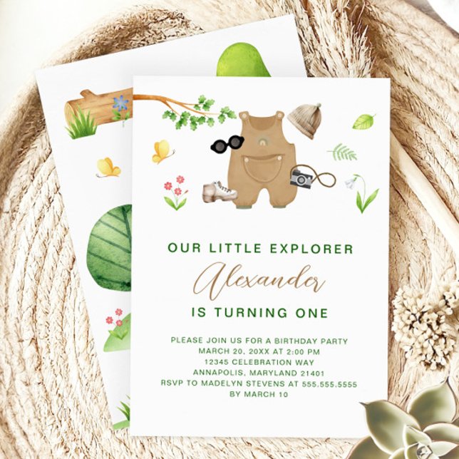 Invitation Petit explorateur Anniversaire forêt de bois rando (Créateur téléchargé)