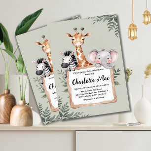 Invitation Petit Explorer Safari Animaux Baby shower Garçon