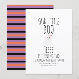 Invitation Petit fantôme Boo pour le premier anniversaire d'H