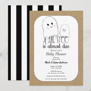 Invitation Petit Fantôme BOO Rustique Baby Shower Halloween