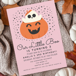 Invitation Petit Fantôme de Boo Halloween Filles Anniversaire