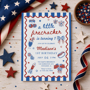 Invitation Petit Feu d'Artifice 4 Juillet 1er Anniversaire