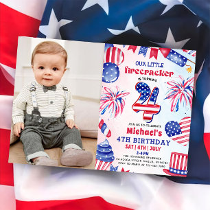 Invitation Petit feu d'artifice 4 juillet  4e anniversaire Ph