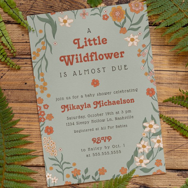 Invitation Petit Fleur sauvage Automne Rustique Boho Baby sho (Créateur téléchargé)