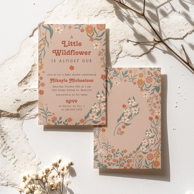 Invitation Petit Fleur sauvage Automne Rustique Boho Baby sho (Créateur téléchargé)