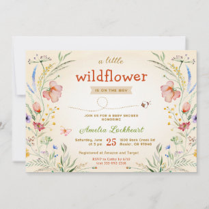 Invitation Petit Fleur sauvage Baby shower neutre saupoudrer