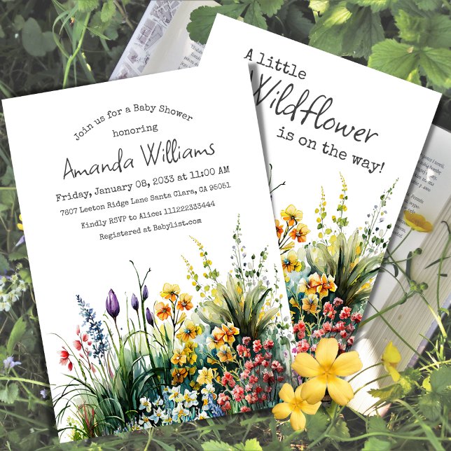 Invitation Petit Fleur sauvage Boho Garden Baby shower Floral (Créateur téléchargé)