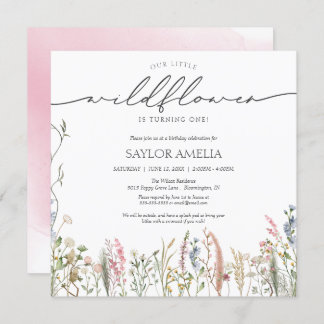Invitation Petit Fleur sauvage Delicate Floral Premier Annive
