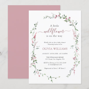 Invitation Petit Fleur sauvage Dusty Rose rose Baby shower fi