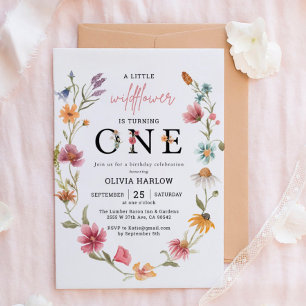 Invitation Petit Fleur sauvage Floral Girl premier anniversai