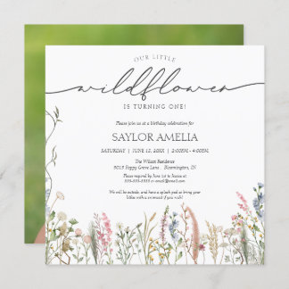 Invitation Petit Fleur sauvage Floral photo d'anniversaire