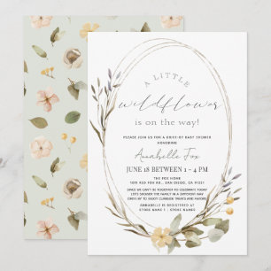 Invitation Petit Fleur sauvage Oval Girl Baby shower Drive-by