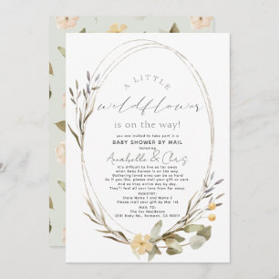 Invitation Petit Fleur sauvage Oval Girl Baby shower par la p