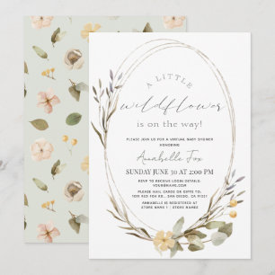 Invitation Petit Fleur sauvage Oval Girl Baby shower virtuel