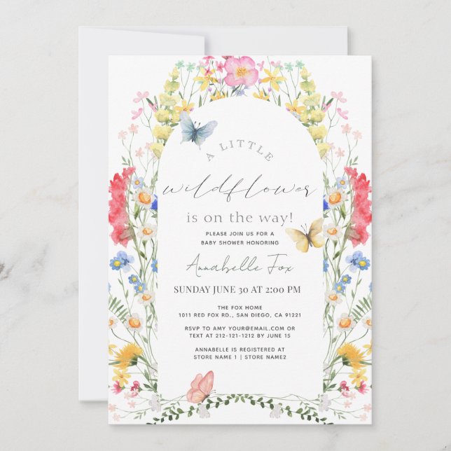Invitation Petit Fleur sauvage Papillon Arch Baby shower fill (Devant)