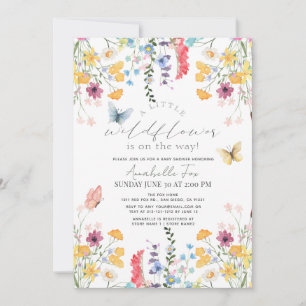Invitation Petit Fleur sauvage Papillon Baby shower fille