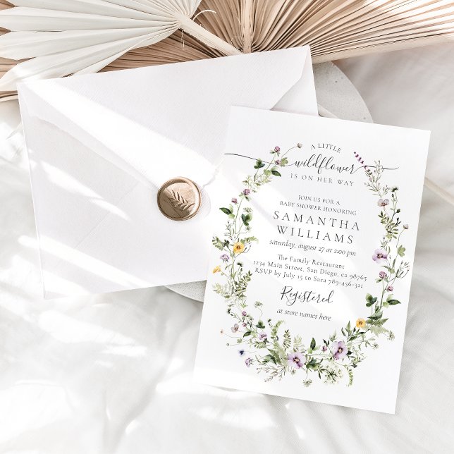 Invitation Petit Fleur sauvage Purple Floral Baby Girl Douche (Créateur téléchargé)