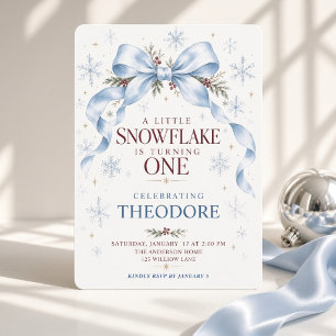 Invitation Petit flocon de neige au ruban bleu pour un premie