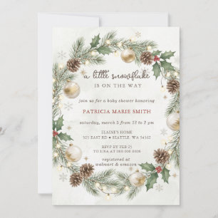 Invitation Petit flocon de neige Fête prénatale de Noël