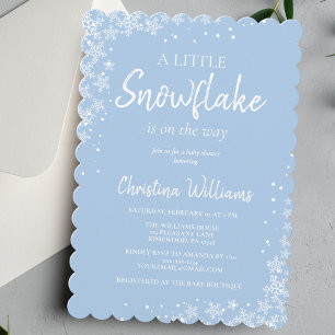 Invitation Petit Flocon de neige moderne Blue Baby Boy Douche