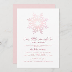 Invitation Petit Flocon De Neige Rose Sur Le Chemin Baby show