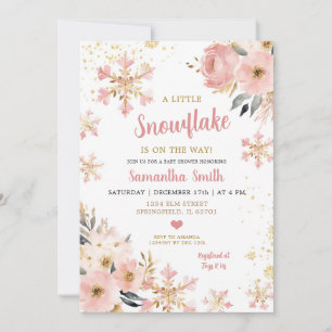 Invitation Petit Flocon De Neige Rose Sur Le Chemin Douche De