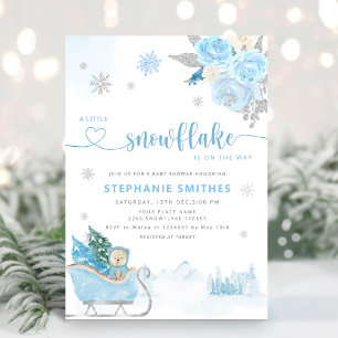 Invitation Petit Flocon de neige Teddy Bear Baby shower d'hiv