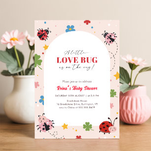 Invitation Petit Floral Fille Baby Shower Love Bug