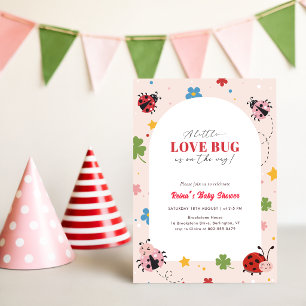 Invitation Petit Floral Fille Baby Shower Love Bug